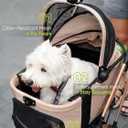 Small Dog Stroller, 5-in-1 Foldable Pet Stroller for Small Dogs Cats 10-20 lbs - 1-Click Fold Without Detaching Carrier, Removable Waterproof Carrier, All Terrain 4 Wheels for Outdoor Travel, Khaki