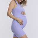 Motherhood Maternity Womens Ribbed Crop Racerback Pregnancy Workout Tank Top (Large, Sweet Lavender)