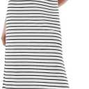 Casly Lamiit Summer Dresses 2024 Stripe Split Loose Casual Long Sundress Vacation Maxi T-Shirt Dresses Elegant Ladies Clothes Black and White Striped XS