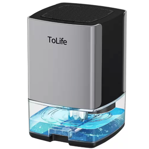 ToLife Dehumidifiers for Home 30 OZ Water Tank with Auto-Off 500 sq.ft Portable Small Dehumidifier for Bathroom Bedroom RV Closet Room 7 Colors LED Light, Silver