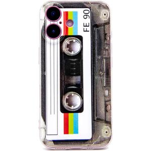 Case for iPhone 16 Matte Finish Heavy Duty Soft Back Cover with Reinforced Corners TPU Soft Bumper Retro Cassette Tape Case Compatible with iPhone 16