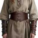 L'VOW Women's Viking Leather Corset Belt - Renaissance Cinch Belt for Halloween Medieval Daily Wear (Brown, XXL)
