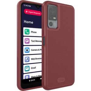 TUDIA MergeGrip for Jitterbug Smart 4 Case T608G, [Military Grade Drop Tested] Shockproof Protection Slim Rugged Dual Layer Heavy Duty Phone Cases for Senior - Burgundy