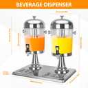 Drink Dispenser with Stand, 4.2 Gallon Beverage Dispenser for Parties, Stainless Steel Dual-Head Juice Dispenser with Centre Ice Core and Drip Trays for Parties, Buffet Cafeterias, Homes (EXP 03/06/27)