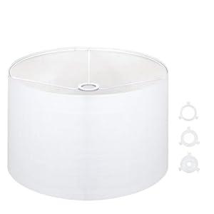 Large Drum Lamp Shades 16" Top X 16" Bottom X 10" High, Seaside village Medium Lampshades White Lampshades Natural Linen Hand Crafted- Assembly is Required, Include E26-E14-11mm Adapter Ring