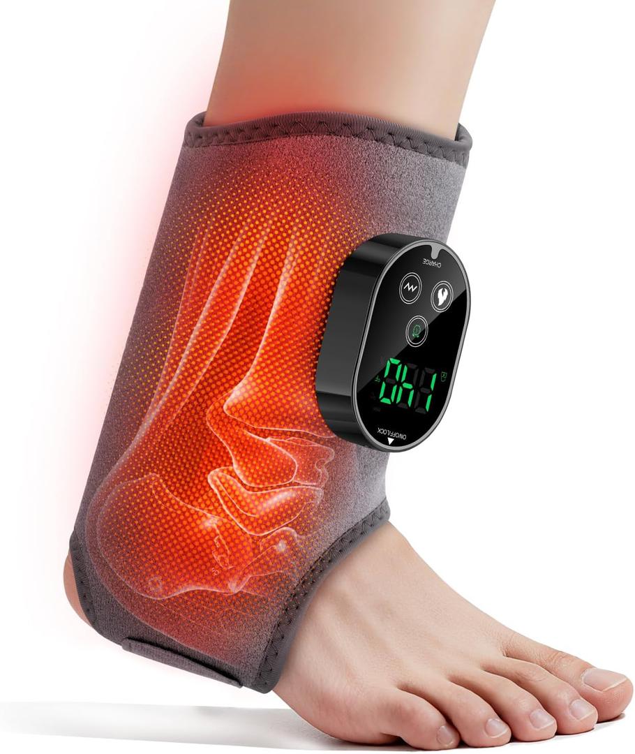 Foot Massager for Neuropathy, Ankle Massager for Pain Relief, Heated Ankle Wrap Heating Pad with Massage for Circulation