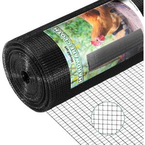 Hardware Cloth Black 1/4 inch 48 x 100 ft 23 Gauge Vinyl Coated Welded Wire Mesh Roll PVC Coated Welded Wire Roll Chicken Rabbit Snake Cage Welding Fencing