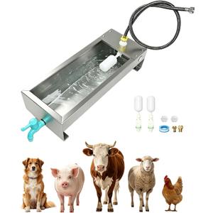 Automatic Livestock Waterer Drinking Trough Large Dog Water Bowl Dispenser 3 Gallon Stainless Steel with Float Valve for Cattle Chicken Goat Horse Pigs Poultry Outdoor Animals