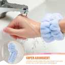 Face Wash Set - Headband, Absorbent Microfiber Wristbands with Holder for Washing Face, Spa Wrist Scrunchies (2 Sets, Blue and Pink)