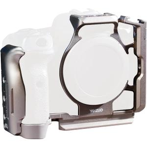 Full Camera Cage for Canon EOS R5, Lightweight 6061 Aluminum Alloy Rig Stabilizer with Cold Shoe Mount, Arca-Swiss Base & 1/4" Threaded Holes for Gimbal, Video Filming (Titanium)