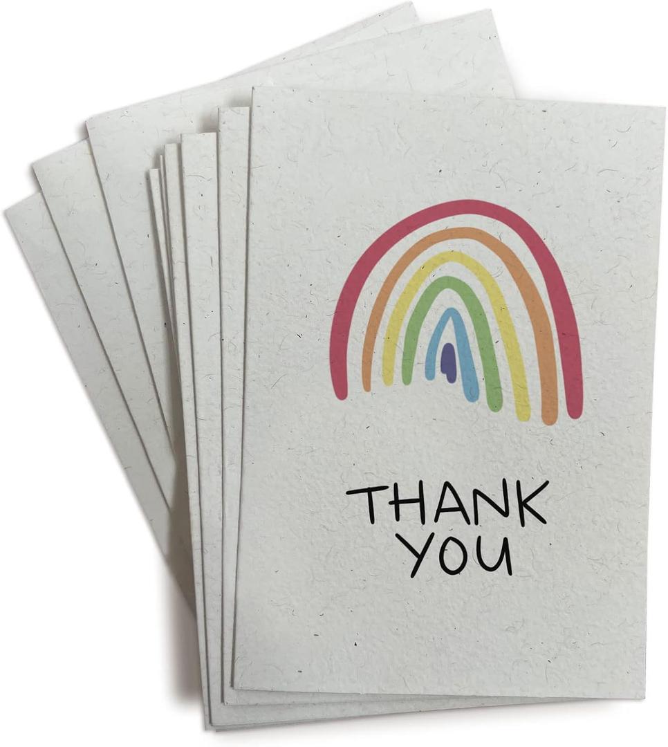 Sugartown Greetings Colorful Rainbow Thank You Cards - 24 Note Cards with Envelopes - Great for Rainbow Birthday, Rainbow Party, or Rainbow Baby Shower Thank You Cards