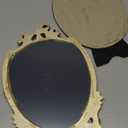 Eaoundm Resin Frame Decorative Wall Mirror Makeup Mirror Tabletop Mirrors, for Bedroom Living-Room Dresser Decor 8.2W x 13 L inchs (Black)