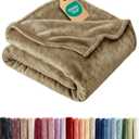 Ultra Soft Fleece Blanket Throw Size - Flannel Fleece Luxury Throw Blanket - Lightweight for Couch Bed Chair - Thick, Warm and Breathable - All Season Cozy Fuzzy, Anti-Static Microplush Bedding, Camel