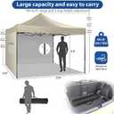 COBIZI 10x10 Heavy Duty Pop up Canopy with 4 Removable Sidewalls, Canopy Tent with Portable Bag, Pop up Tent Commercial Gazebo Waterproof Sunshade for All Weather Party Camp Stall Patio,Khaki