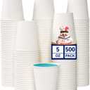 JOLLY CHEF 500 Count 5 oz Paper Cups, Disposable Bathroom Mouthwash White Drinking Cups for Home, Office, School, Store Use
