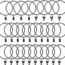uxcell 28 Pack Curtain Rings with Clips, 3" Interior Diameter Curtain Clip Rings Hooks for Hanging Drapery Vintage Decorative Rustproof Drapery Ring with Hooks, Black