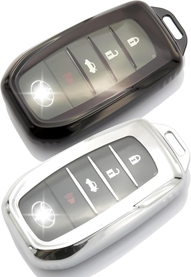 2-Pack for Toyota Key Fob Cover, for 2016-2025 RAV4 Prime,Grand Highlander,Corolla Cross,Camry,Land Cruiser,Tundra,Tacoma,Sequoia,Sienna,Prius,Crown,Corolla,Venza,bZ4X,Mirai