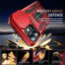 Goodon for iPhone 16 Case with Sliding Camera Cover + Screen Protector - Magnetic Rotated Ring Kickstand - Military-Grade Shockproof Protective Phone Cover for Women Girls - Red