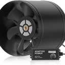 Hon&Guan 8 Inch Inline Booster Duct Fan with Speed Controller - 623 CFM Airflow with 44W Ultra-Low Power and Low Noise