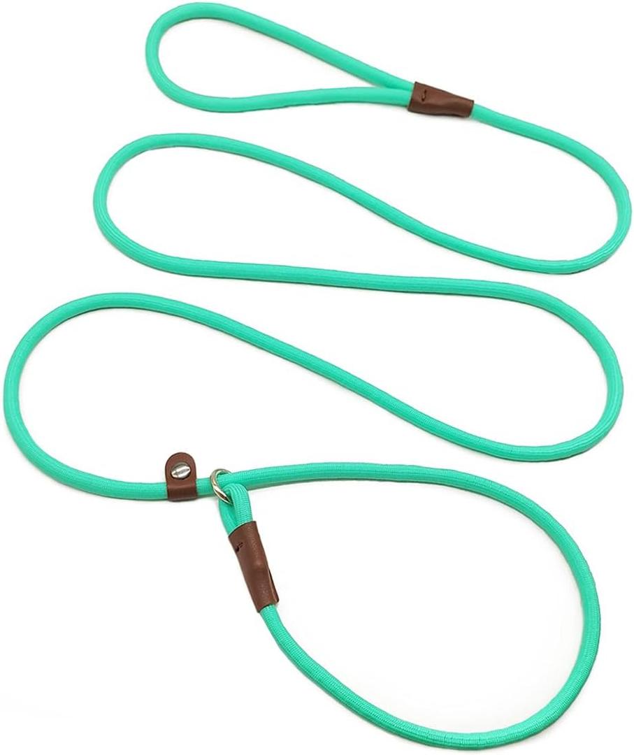 MayPaw Slip Lead Control Leash for Dogs No Pull, 13+ Colors Classic Dog Lead 7 FT Pet Slip Leash, 1/4 Rope Leashes for Small Medium Animals (7ft*1/4", Turquoise)