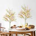 Ethlomoer Easter Decorations, 2 Pcs 25 Inch Pre-Lit Easter Egg Tree with Timer, Battery Powered Easter Birch Tree with 24 LED Lights, Easter Trees for Home Party Wedding Holiday Spring Decoration