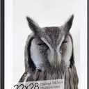 22x28 Metal Picture Frame with 18x24 Mat, Brushed Aluminum Finish, Tempered Glass Front, and Attached Hanging Hardware - Wall Display Frames for Vertical or Horizontal Orientation - Black