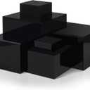 Geelin 6 Pack Acrylic Risers for Display Acrylic Cube Boxes Risers Display Stands with Hollow Bottoms Decorative Stand for Jewelry Candy Table Decor 6 Sizes(Black,3 to 8 Inch,Square)