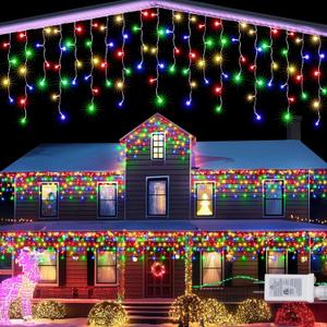 Lomotech Christmas Icicle Lights - 65Ft 8 Modes Waterproof Christmas Lights with Timer for Holiday, Wedding Party, Eaves, Christmas Decorations,Non-Connectable (Multicolor)