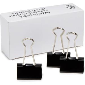 Amazon Basics Sturdy Binder Clips for Office Use, 96 Count (8 Pack of 12), Medium, 1.25 in, Black