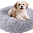 Dog Bed for Small Medium Large Dogs Cats, 20 inch Calming Washable-Round Cozy Soft Pet Bed for Puppy and Kitten with Slip-Resistant Bottom