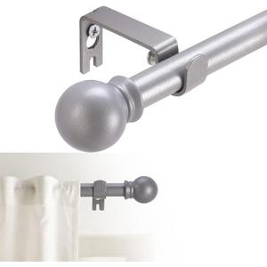 Curtain Rods for windows 32-48 inch, 5/8 inch Decorative Silver Splicing Heavy Duty Metal Curtain Rod set with Brackets (32-46")