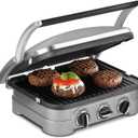 Cuisinart Griddler Indoor Grill, Panini Press, Sandwich Maker & More, 5-in-1 Grilling, Dishwasher-Safe Nonstick Cooking Plates, GR-4NNAS, Stainless Steel