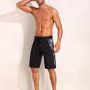 unitop Mens Swim Trunks with Compression Liner Bathing Suit 9" Surfing Summer Board Shorts with Pocket (Black)