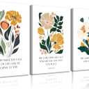 3pcs Framed Bible Blessing Canvas Wall Art Christian Wall Decor Pictures Botanical Flowers Posters Prints The Lord Bless Youand And Giveyou Peace Paintings for Living Room Bedroom Church Decoration