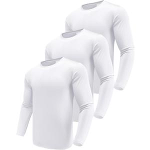 Men's 1, 3 or 5 Pack Performance Long Sleeve T-Shirts, UPF 50+ Sun Protection Shirts, Athletic Gym Workout Shirts for Running (Medium, White