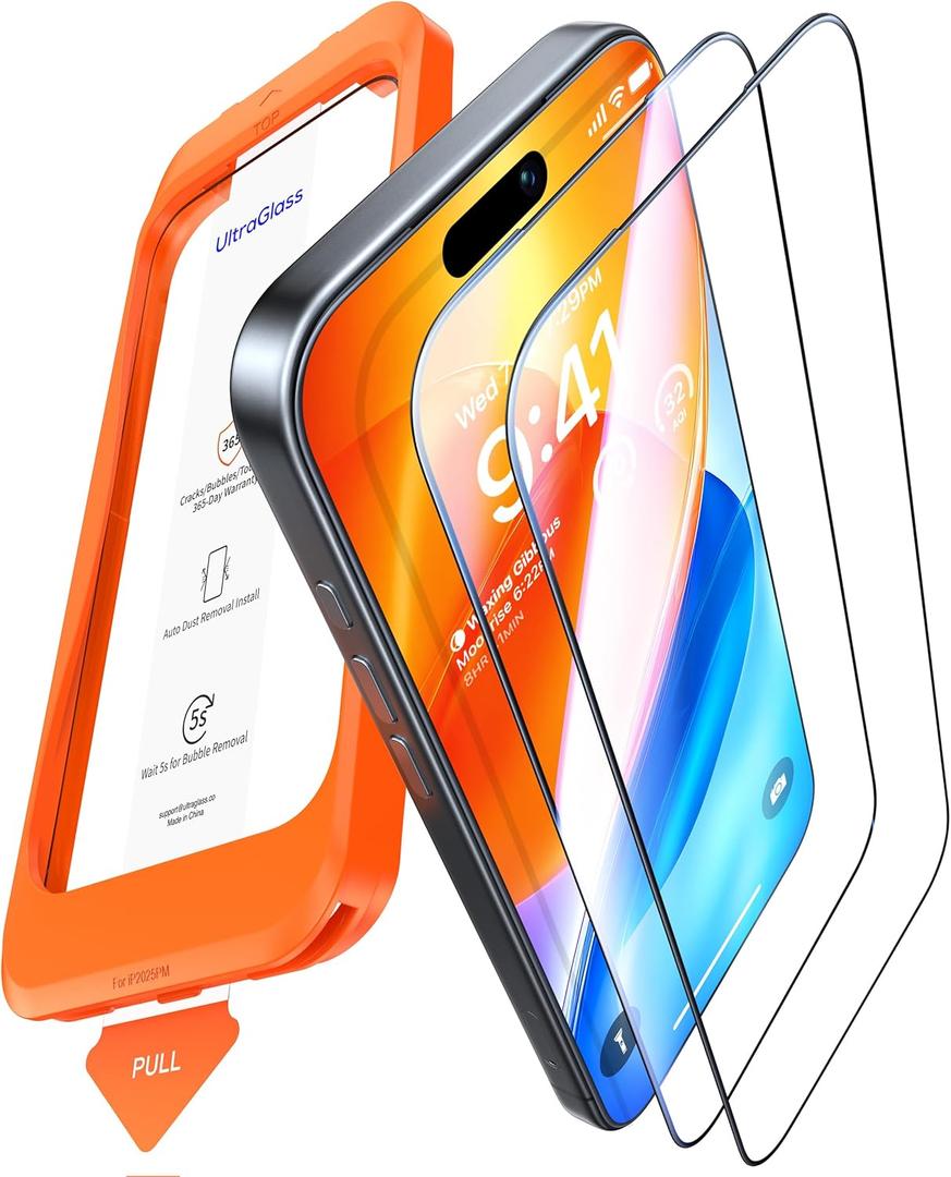 UltraGlass UNBREAK TOP 9H+ Armor for iPhone 16 Screen Protector [No.1 Military Grade Shatterproof] Screen Protector iPhone 16 Tempered Glass 6.1" [Longest Durable] Full Coverage, 2 Pack