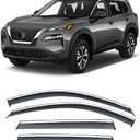 VESUL Clip on Wind Deflector Compatible with Nissan Rogue 2021-2025 Window Visor Window Shield Cover Sun Ventshade Polycarbonate Rain Guard with 304 Stainless Steel Trim Smoke Gray (2021-2025 Rogue)