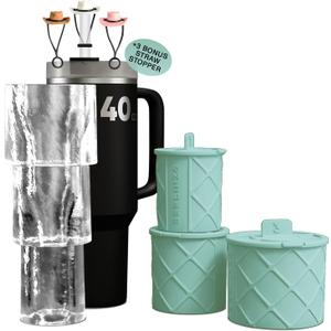 Berlinzo Premium Ice Molds for Stanley Tumblers  BPA-Free, Flexible & Durable Silicone for Easy Ice Release  Perfect for 30 & 40 oz Tumblers - 3 Straw Stoppers Included - Green