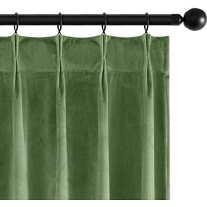 MIULEE Sage Green Velvet Curtains 108 inches Long, Pinch Pleated Blackout Drapes with Hooks, Thermal Insulated Pinch Pleat Panels for Bedroom Living Room, 2 Panels