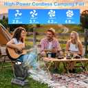 Portable Rechargeable Fan 20000mAh, Battery Powered Camping Fan with LED Light& Remote,4 Speeds Wind,USB,Cordless,Oscillating,Timer for Travel Tent,Rv Camping Essentials (Black), Medium