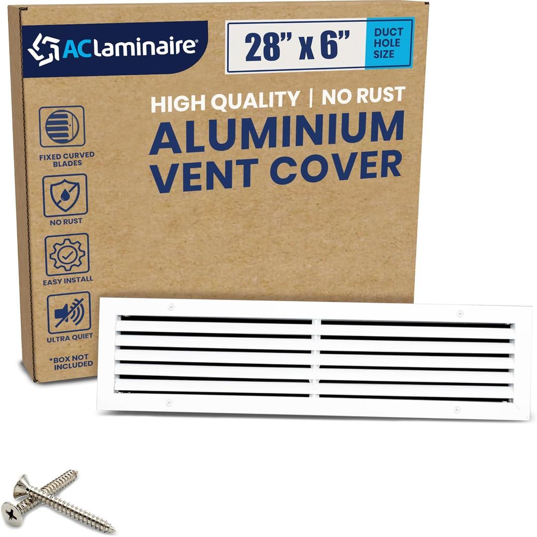 28x6 Inch (Duct Opening) Air Return Vent Cover Decorative  Premium Aluminum AC Vent Cover for Ceiling & Wall, Rustproof Grille, Ideal for Home HVAC Grille, Durable & Easy to Install by ACLAMINAIRE