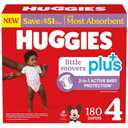 Huggies Plus Diapers, Size 4, 180 Count