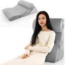 Giantex 3 PCS Bed Wedge Pillow Set, Ergonomic Incline Pillow with Machine-Washable Cover, Orthopedic Post-Surgery Triangle Pillow Set for Snoring, Acid Reflux, Back Pain, Grey