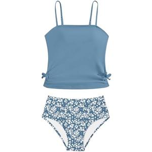 Girls Tankini Swimsuits Two Piece Bathing Suit Drawstring Swimwear Set for Girls 9-10 Years