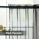 youleyar Solid Sheer Rod Pocket Curtain Voile Draperies 2 Panels White Beige Black Grey Coffee 70 Inch Width 63 Inch Long 1 Pair for Kitchen Bedroom Children Living Room Yard(Black,70W63L)
