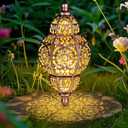 Solar Lanterns,Outdoor Garden Decor Solar Lantern Metal Moroccan Chandelier Gardening Decorative,Outside Hanging Lights Christmas Decorations for Gazebo Patio Yard Tree Ornaments Mothers Day Gifts