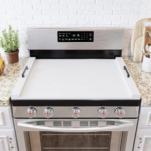 SpaceAid Noodle Board Stove Kitchen Cover with Handles, Top Covers for Gas Burners and Electric Stove, Oven Decor Accessories Wood Tray for Countertop, White Bamboo, 29.5"W x 22"D x 2.1"H