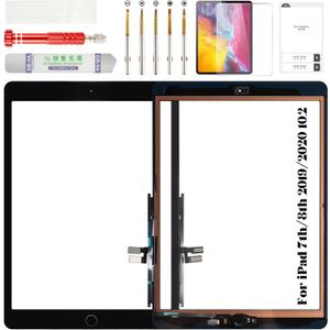 for iPad 7 7th/ 8 8th Gen Screen Replacement Digitizer Touch for 2019 iPad 7th Gen 10.2 inch Screen Replacement for iPad 10.2 2019 Screen Replacement A2197 A2200 with Home Button Black(Without LCD)