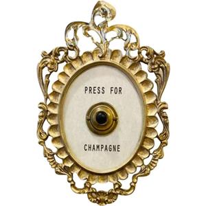 Press for Champagne Button - Mini Door Ring Bell, Themed Decor Wall Plaque Ornament Gift for Party, Christmas, Home, Bedroom, Hotel