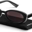miyya Trendy Polarized Sunglasses Women, Oval Sunglasses for Women Men, Retro Sun Glasses for Women 2024, UV Protection (Black/Brown)
